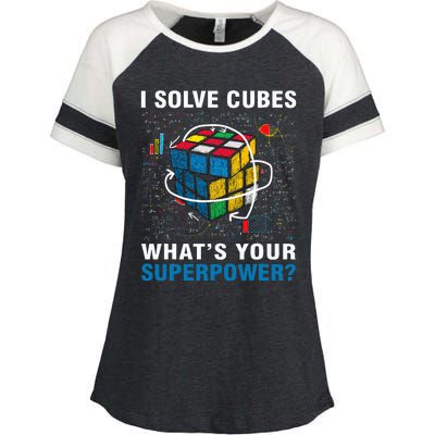 I Solve Cubes Superpower Funny Speed Cubing Enza Ladies Jersey Colorblock Tee