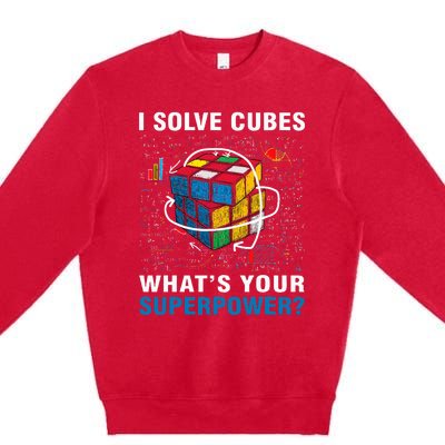 I Solve Cubes Superpower Funny Speed Cubing Premium Crewneck Sweatshirt