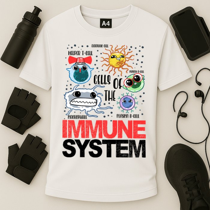 Immune System Cells Biology Cell Science Humor Cooling Performance Crew T-Shirt