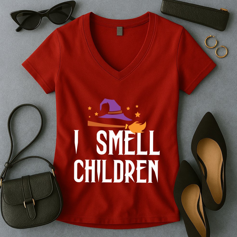 I Smell Children Funny Halloween Teacher Gift Women's V-Neck T-Shirt