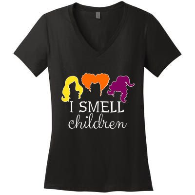 I Smell Children Witch Halloween Costume Women's V-Neck T-Shirt