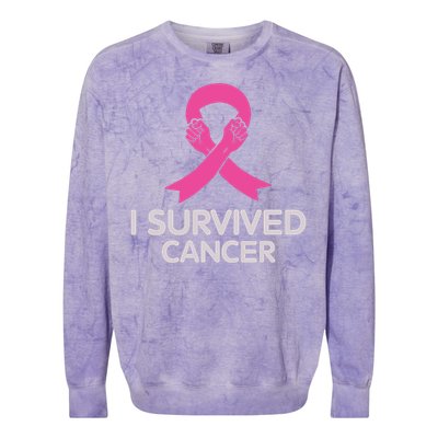 I Survived Cancer Breast Cancer Awareness Colorblast Crewneck Sweatshirt