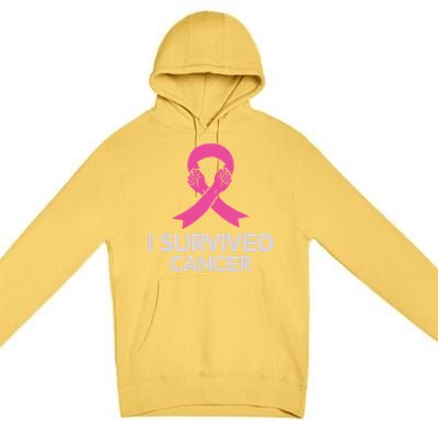 I Survived Cancer Breast Cancer Awareness Premium Pullover Hoodie