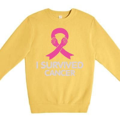 I Survived Cancer Breast Cancer Awareness Premium Crewneck Sweatshirt