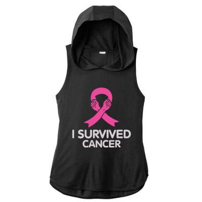 I Survived Cancer Breast Cancer Awareness Ladies PosiCharge Tri-Blend Wicking Draft Hoodie Tank