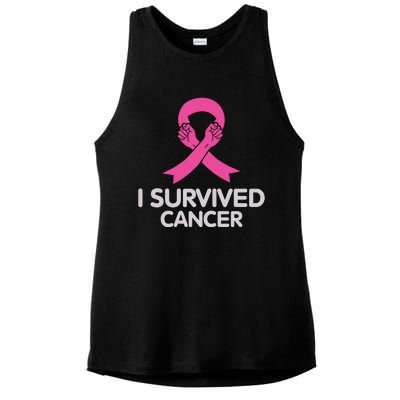 I Survived Cancer Breast Cancer Awareness Ladies PosiCharge Tri-Blend Wicking Tank