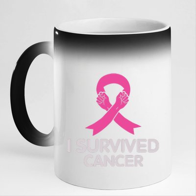 I Survived Cancer Breast Cancer Awareness 11oz Black Color Changing Mug