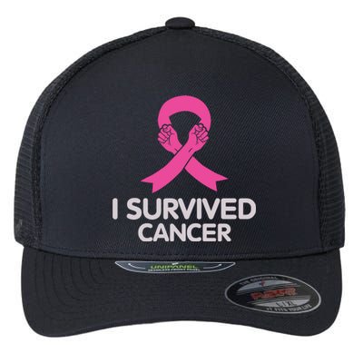 I Survived Cancer Breast Cancer Awareness Flexfit Unipanel Trucker Cap