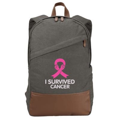 I Survived Cancer Breast Cancer Awareness Cotton Canvas Backpack