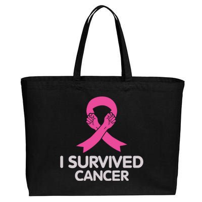 I Survived Cancer Breast Cancer Awareness Cotton Canvas Jumbo Tote