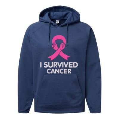 I Survived Cancer Breast Cancer Awareness Performance Fleece Hoodie