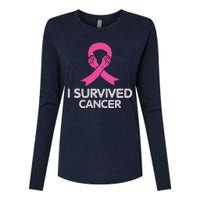 I Survived Cancer Breast Cancer Awareness Womens Cotton Relaxed Long Sleeve T-Shirt