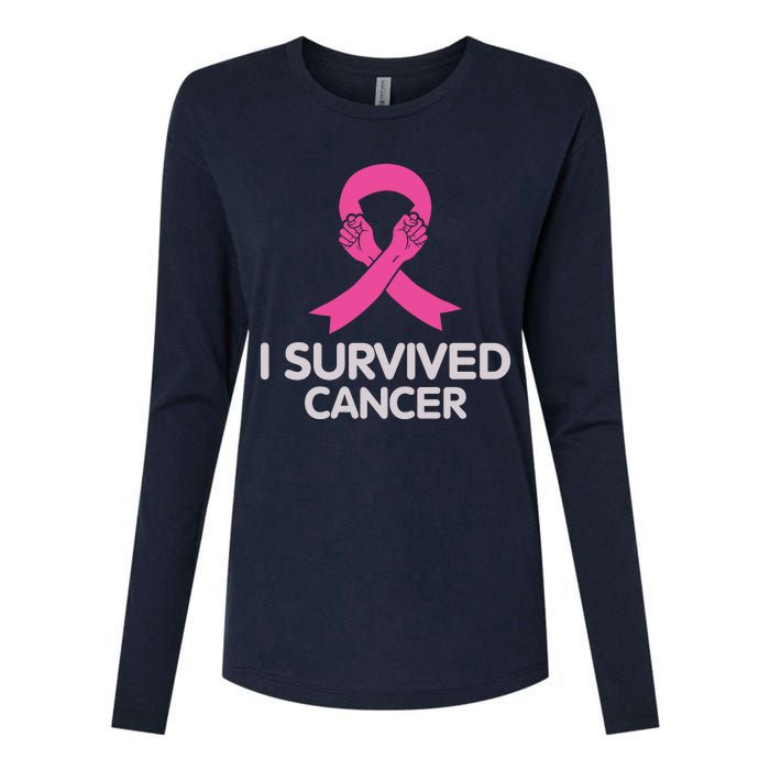 I Survived Cancer Breast Cancer Awareness Womens Cotton Relaxed Long Sleeve T-Shirt