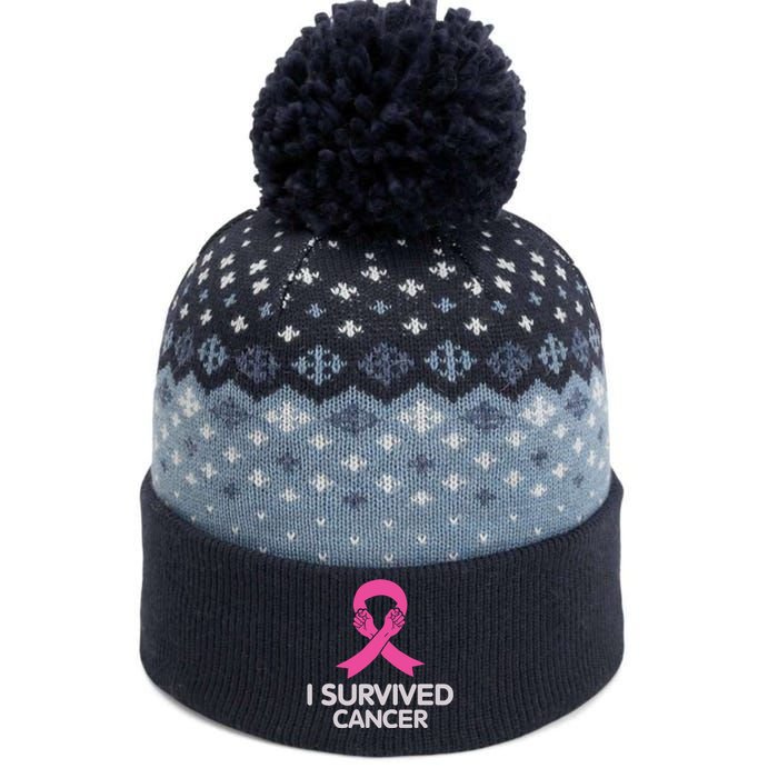 I Survived Cancer Breast Cancer Awareness The Baniff Cuffed Pom Beanie