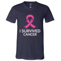 I Survived Cancer Breast Cancer Awareness V-Neck T-Shirt