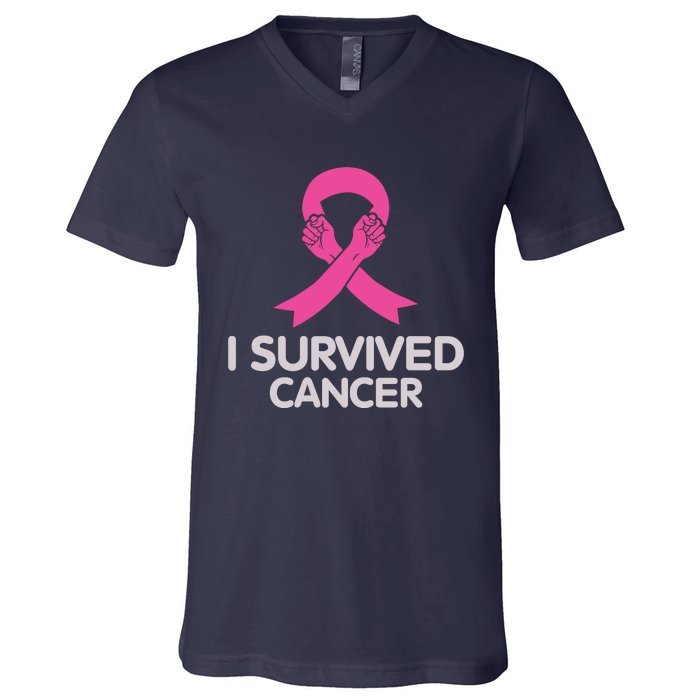 I Survived Cancer Breast Cancer Awareness V-Neck T-Shirt