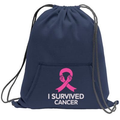 I Survived Cancer Breast Cancer Awareness Sweatshirt Cinch Pack Bag