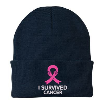 I Survived Cancer Breast Cancer Awareness Knit Cap Winter Beanie