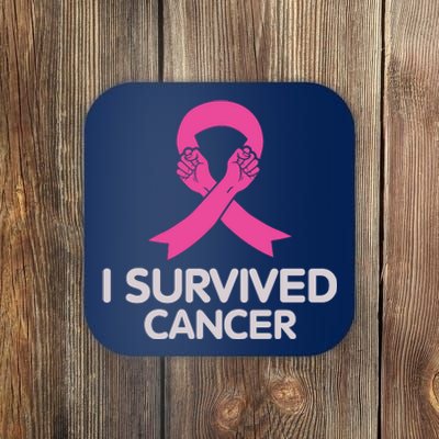 I Survived Cancer Breast Cancer Awareness Coaster