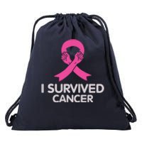 I Survived Cancer Breast Cancer Awareness Drawstring Bag