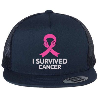 I Survived Cancer Breast Cancer Awareness Flat Bill Trucker Hat