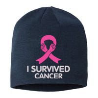 I Survived Cancer Breast Cancer Awareness Sustainable Beanie