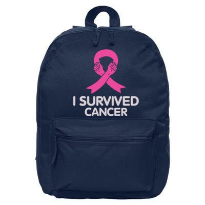 I Survived Cancer Breast Cancer Awareness 16 in Basic Backpack