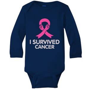 I Survived Cancer Breast Cancer Awareness Baby Long Sleeve Bodysuit