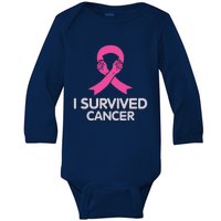 I Survived Cancer Breast Cancer Awareness Baby Long Sleeve Bodysuit