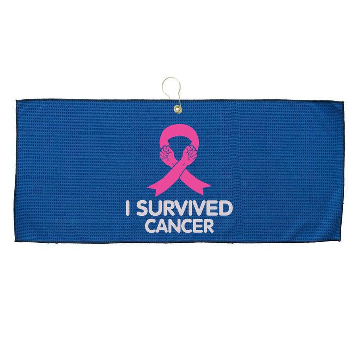 I Survived Cancer Breast Cancer Awareness Large Microfiber Waffle Golf Towel