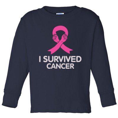 I Survived Cancer Breast Cancer Awareness Toddler Long Sleeve Shirt