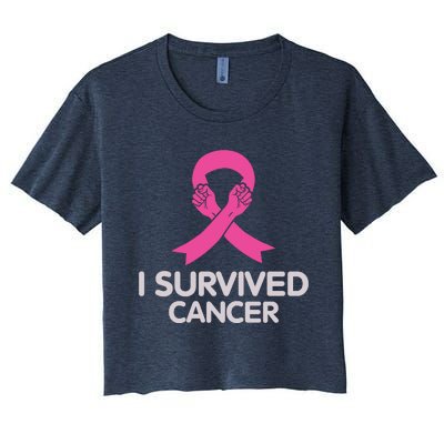 I Survived Cancer Breast Cancer Awareness Women's Crop Top Tee