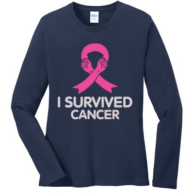 I Survived Cancer Breast Cancer Awareness Ladies Long Sleeve Shirt