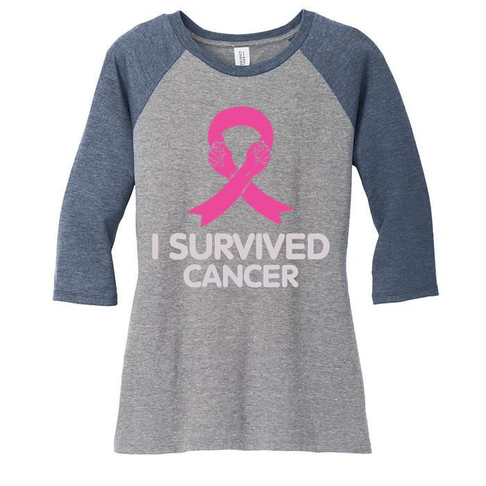 I Survived Cancer Breast Cancer Awareness Women's Tri-Blend 3/4-Sleeve Raglan Shirt