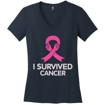 I Survived Cancer Breast Cancer Awareness Women's V-Neck T-Shirt