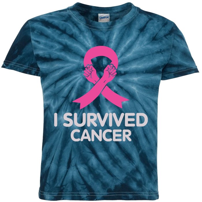 I Survived Cancer Breast Cancer Awareness Kids Tie-Dye T-Shirt