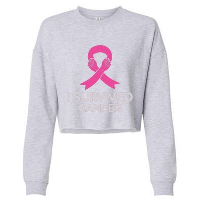 I Survived Cancer Breast Cancer Awareness Cropped Pullover Crew