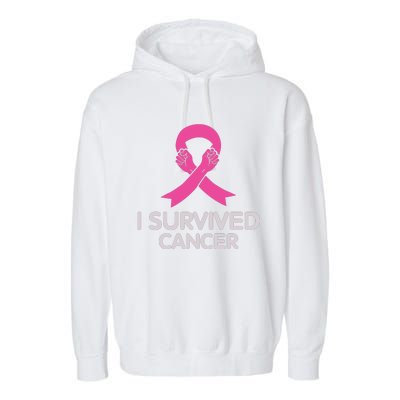 I Survived Cancer Breast Cancer Awareness Garment-Dyed Fleece Hoodie