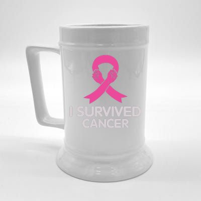 I Survived Cancer Breast Cancer Awareness Beer Stein