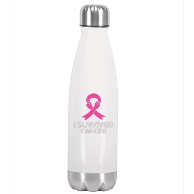 I Survived Cancer Breast Cancer Awareness Stainless Steel Insulated Water Bottle