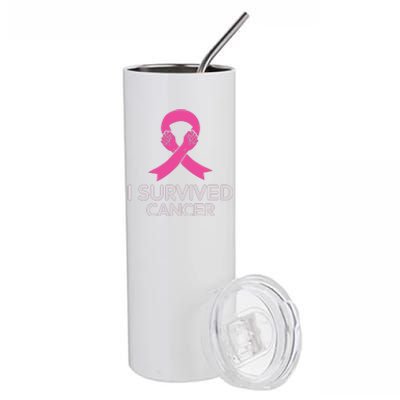 I Survived Cancer Breast Cancer Awareness Stainless Steel Tumbler