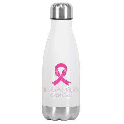 I Survived Cancer Breast Cancer Awareness Stainless Steel Insulated Water Bottle