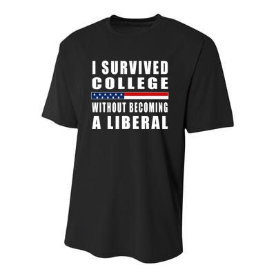 I Survived College Without Becoming A Liberal - 2021 Funny Youth Performance Sprint T-Shirt