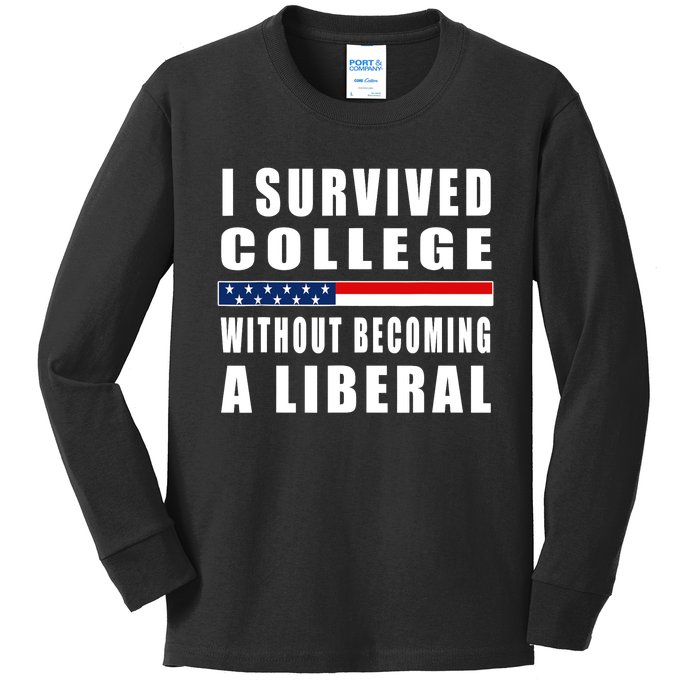 I Survived College Without Becoming A Liberal - 2021 Funny Kids Long Sleeve Shirt