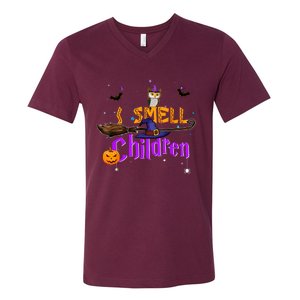 I Smell Children Witch Halloween Costume V-Neck T-Shirt