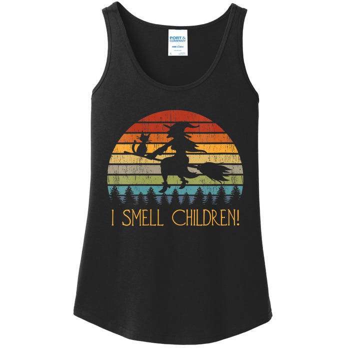 I Smell Children Halloween Witch Cat Broom Vintage Ladies Essential Tank