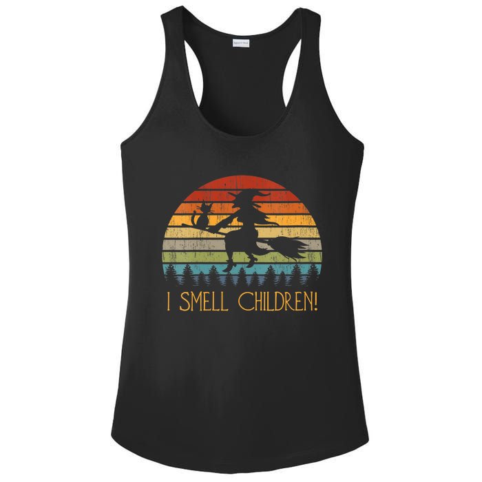 I Smell Children Halloween Witch Cat Broom Vintage Ladies PosiCharge Competitor Racerback Tank