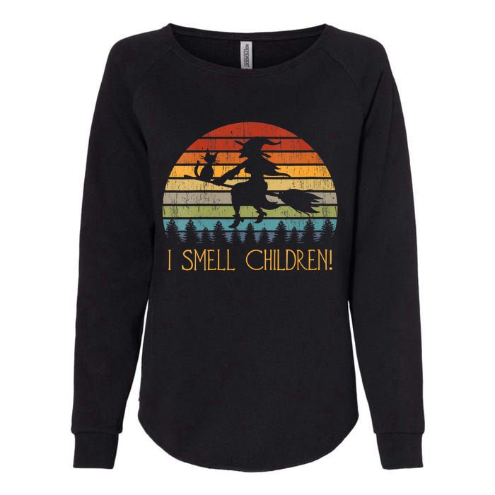 I Smell Children Halloween Witch Cat Broom Vintage Womens California Wash Sweatshirt