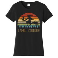 I Smell Children Halloween Witch Cat Broom Vintage Women's T-Shirt