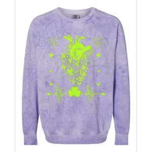 Irish Shamrock Cardiac Nurse Heart St. Patrick's Day Colorblast Crewneck Sweatshirt